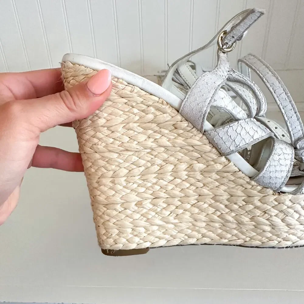 Guess White Wedge Sandals
